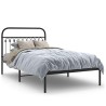 Cadre de lit métal sans matelas avec tête de lit noir 107x203cm 