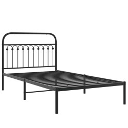 Cadre de lit métal sans matelas avec tête de lit noir 107x203cm 