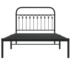 Cadre de lit métal sans matelas avec tête de lit noir 107x203cm 