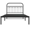 Cadre de lit métal sans matelas avec tête de lit noir 107x203cm 