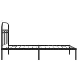 Cadre de lit métal sans matelas avec tête de lit noir 107x203cm 