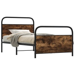 Cadre de lit sans matelas 107x203 cm chêne fumé bois ingénierie 