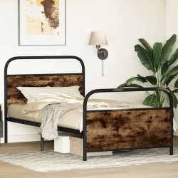 Cadre de lit sans matelas 107x203 cm chêne fumé bois ingénierie 