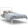 Cadre de lit métal sans matelas et tête de lit blanc 107x203 cm 