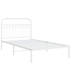 Cadre de lit métal sans matelas et tête de lit blanc 107x203 cm 