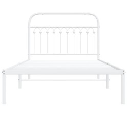 Cadre de lit métal sans matelas et tête de lit blanc 107x203 cm 