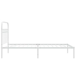 Cadre de lit métal sans matelas et tête de lit blanc 107x203 cm 