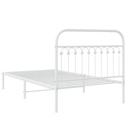 Cadre de lit métal sans matelas et tête de lit blanc 107x203 cm 