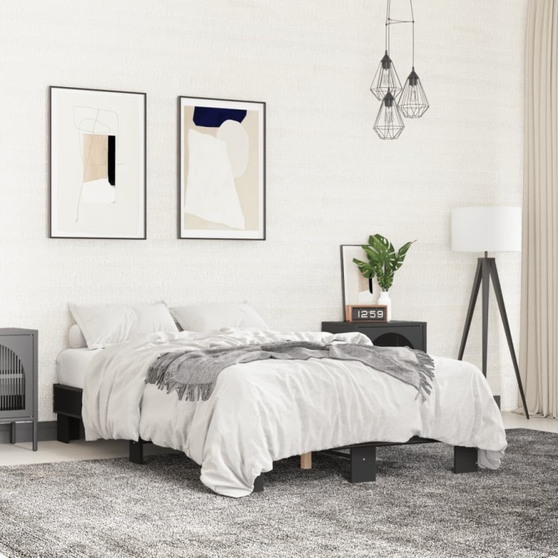 Cadre de lit sans matelas noir 135x190 cm 