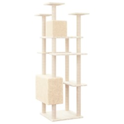 Arbre à chat avec griffoirs en sisal Crème 162 cm 