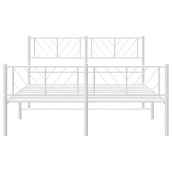Cadre de lit métal sans matelas et pied de lit blanc 135x190 cm 