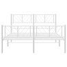 Cadre de lit métal sans matelas et pied de lit blanc 135x190 cm 