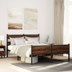 Cadre de lit sans matelas chêne marron 137x190 cm 
