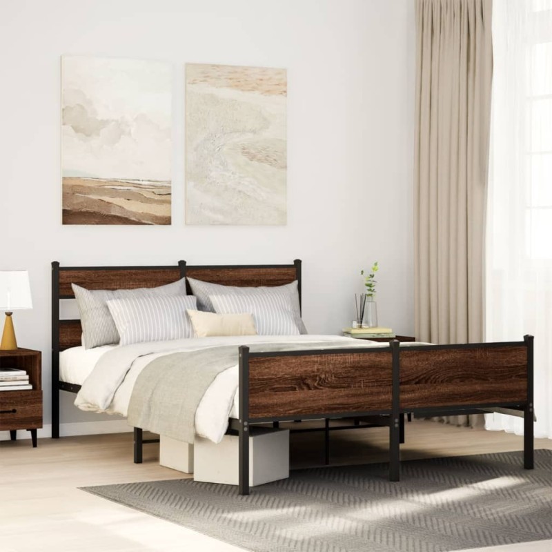 Cadre de lit sans matelas chêne marron 137x190 cm 