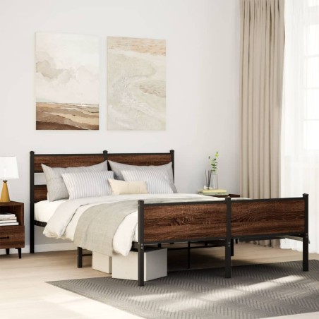 Cadre de lit sans matelas chêne marron 137x190 cm 
