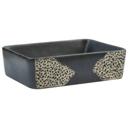 Vasque à poser noir rectangulaire 46x35,5x13 cm céramique 