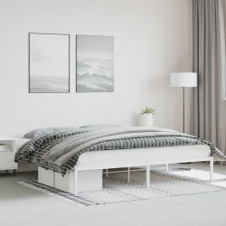 Cadre de lit métal sans matelas blanc 193x203 cm 
