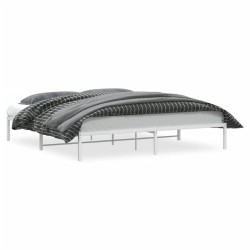 Cadre de lit métal sans matelas blanc 193x203 cm 