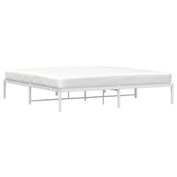 Cadre de lit métal sans matelas blanc 193x203 cm 