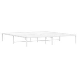Cadre de lit métal sans matelas blanc 193x203 cm 