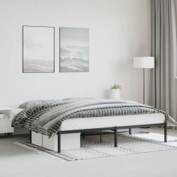 Cadre de lit métal sans matelas noir 193x203 cm 