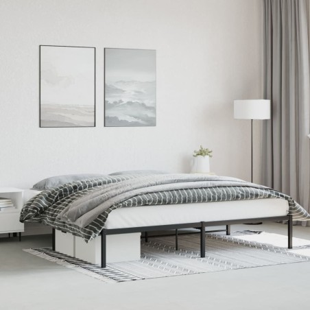 Cadre de lit métal sans matelas noir 193x203 cm 