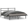 Cadre de lit métal sans matelas avec tête de lit noir 150x200cm 