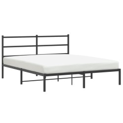Cadre de lit métal sans matelas avec tête de lit noir 150x200cm 