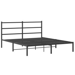 Cadre de lit métal sans matelas avec tête de lit noir 150x200cm 