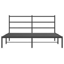 Cadre de lit métal sans matelas avec tête de lit noir 150x200cm 