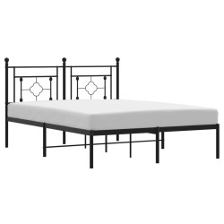 Cadre de lit métal sans matelas avec tête de lit noir 135x190cm 