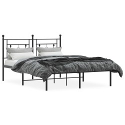 Cadre de lit métal sans matelas avec tête de lit noir 135x190cm 