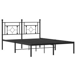 Cadre de lit métal sans matelas avec tête de lit noir 135x190cm 
