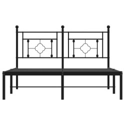 Cadre de lit métal sans matelas avec tête de lit noir 135x190cm 