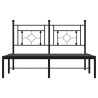Cadre de lit métal sans matelas avec tête de lit noir 135x190cm 