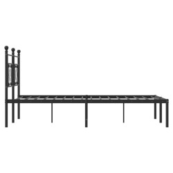 Cadre de lit métal sans matelas avec tête de lit noir 135x190cm 