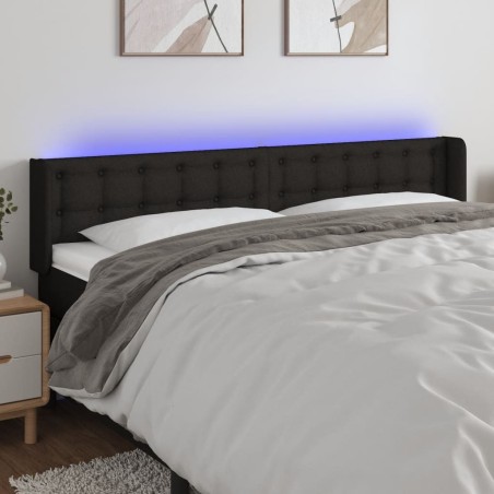 Tête de lit à LED Noir 183x16x78/88 cm Tissu 