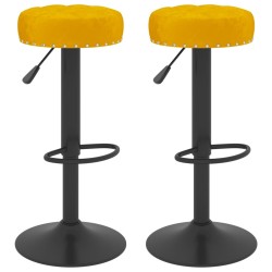 Tabourets de bar lot de 2 jaune moutarde velours 