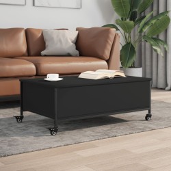 Table basse avec roulettes noir 91x55x34 cm bois d'ingénierie 