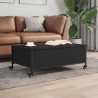 Table basse avec roulettes noir 91x55x34 cm bois d'ingénierie 