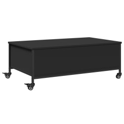 Table basse avec roulettes noir 91x55x34 cm bois d'ingénierie 