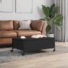Table basse avec roulettes noir 91x55x34 cm bois d'ingénierie 