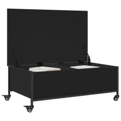 Table basse avec roulettes noir 91x55x34 cm bois d'ingénierie 