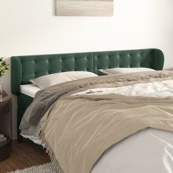 Tête de lit avec oreilles Vert foncé 203x23x78/88 cm Velours 