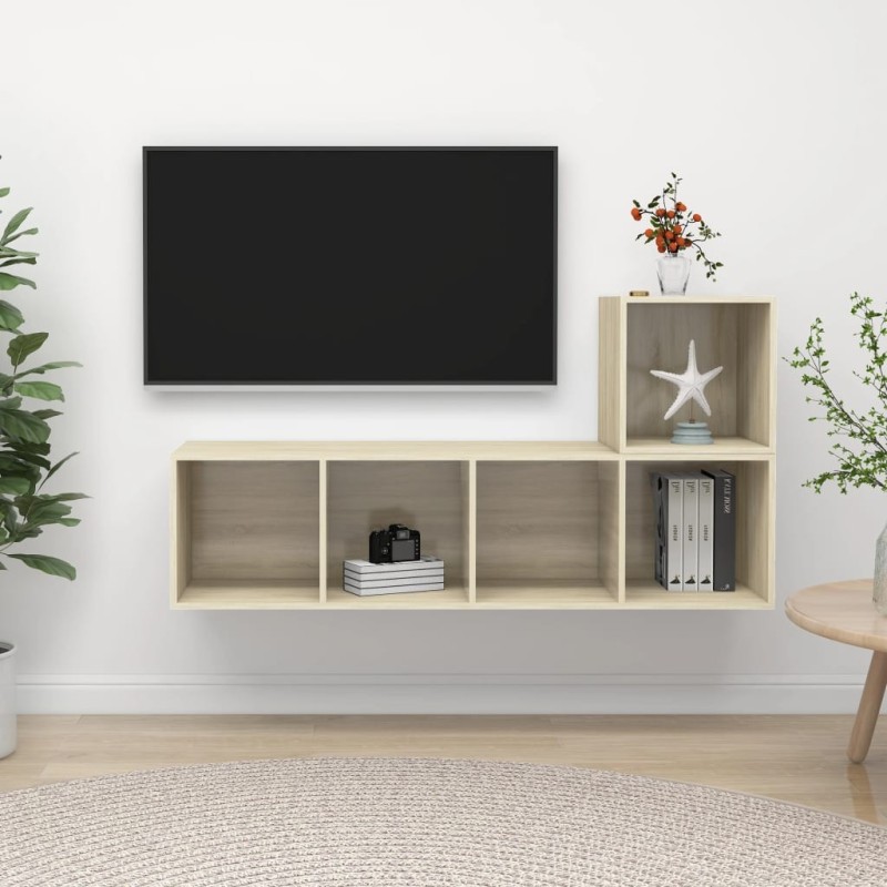 Ensemble de meubles TV 2 pcs Chêne sonoma Bois d'ingénierie Ensemble de meubles TV 2 pcs Chêne sonoma Bois d'ingénierie