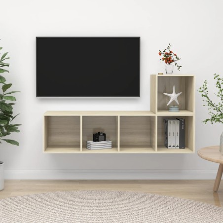 Ensemble de meubles TV 2 pcs Chêne sonoma Bois d'ingénierie 