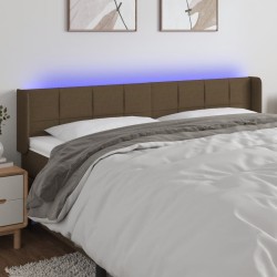 Tête de lit à LED Marron foncé 183x16x78/88 cm Tissu 