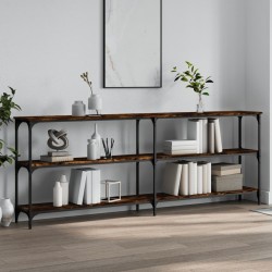 Table console chêne fumé 200x29x75 cm bois d'ingénierie 