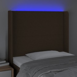 Tête de lit à LED Marron foncé 83x16x118/128 cm Tissu 