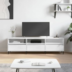 Meuble TV blanc brillant 150x30x44,5 cm bois d'ingénierie 